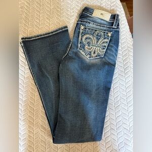 Miss Me Blue Flare Jeans with Embroidered Pocket